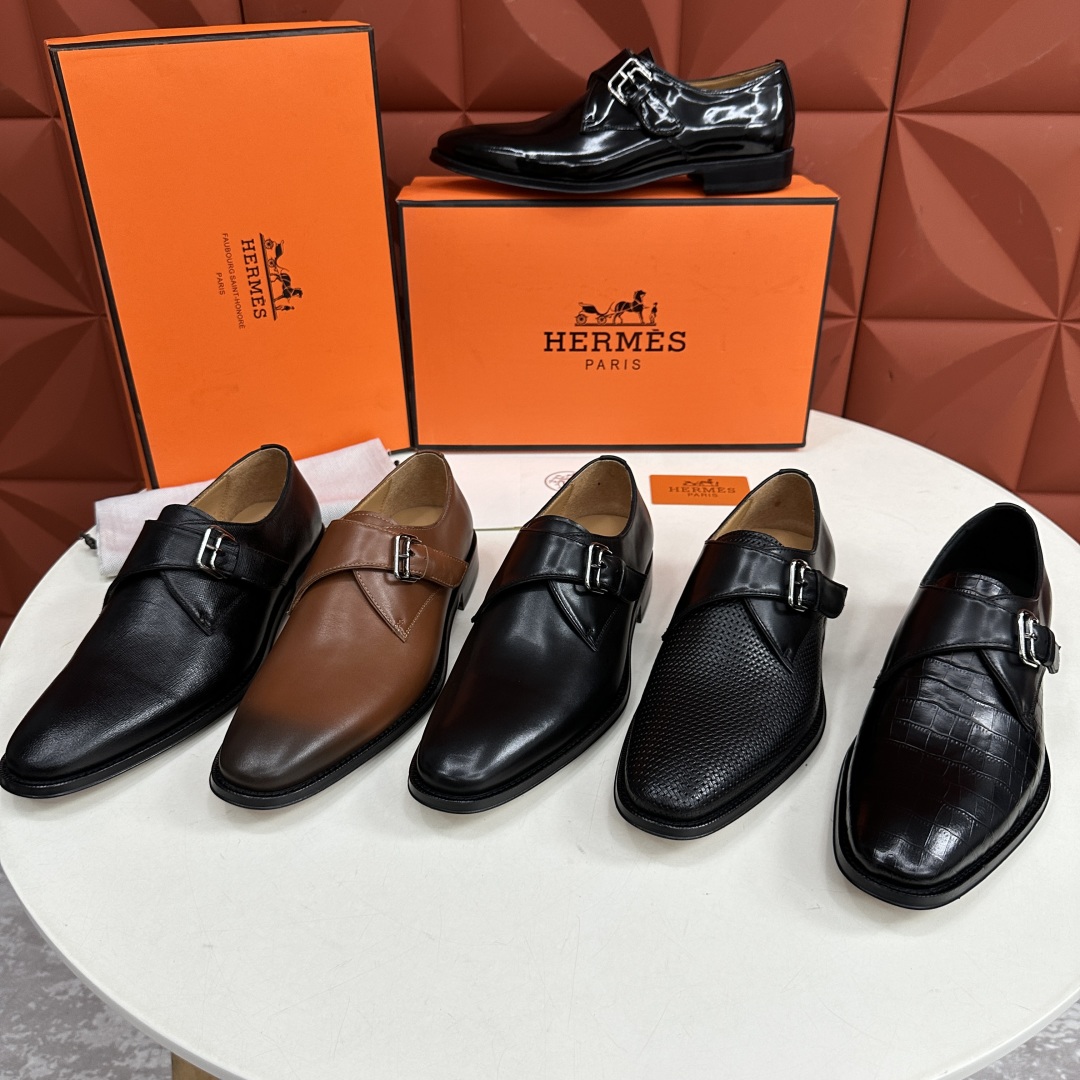💋💍H家新品   Herme* H 爱马-仕  男士正装鞋皮鞋       单搭扣孟克鞋     采用进