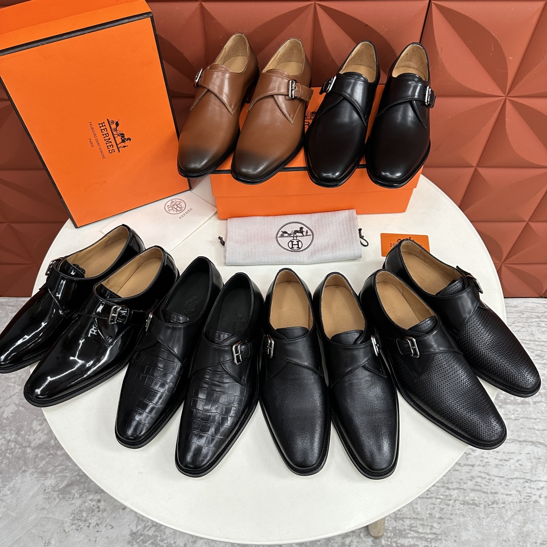 💋💍H家新品   Herme* H 爱马-仕  男士正装鞋皮鞋       单搭扣孟克鞋     采用进