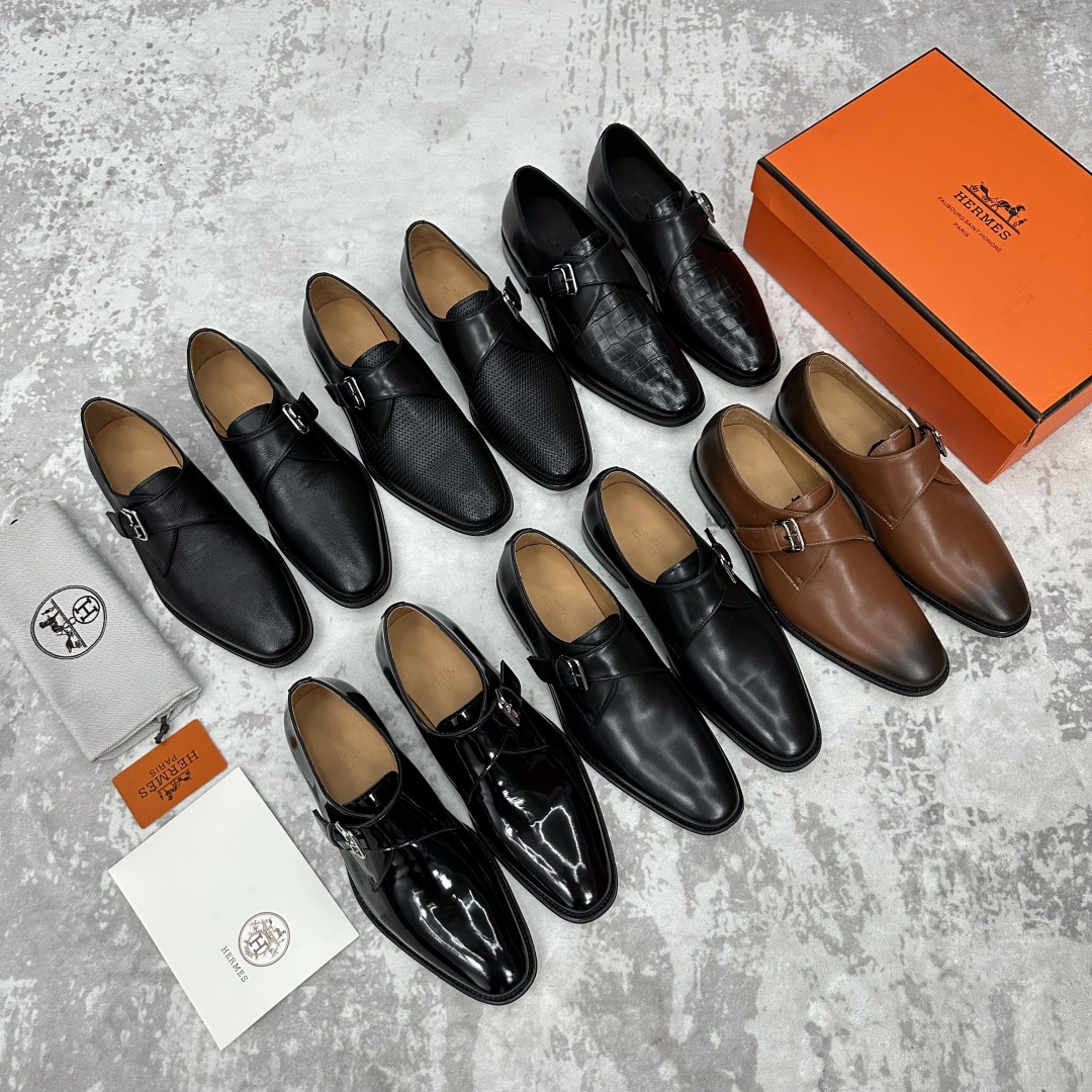 💋💍H家新品   Herme* H 爱马-仕  男士正装鞋皮鞋       单搭扣孟克鞋     采用进