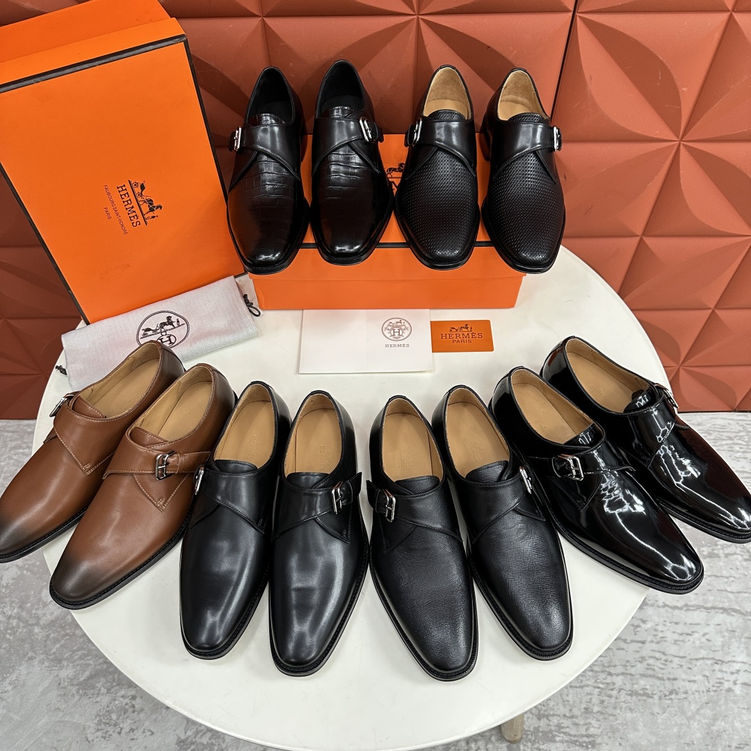 💋💍H家新品   Herme* H 爱马-仕  男士正装鞋皮鞋       单搭扣孟克鞋     采用进