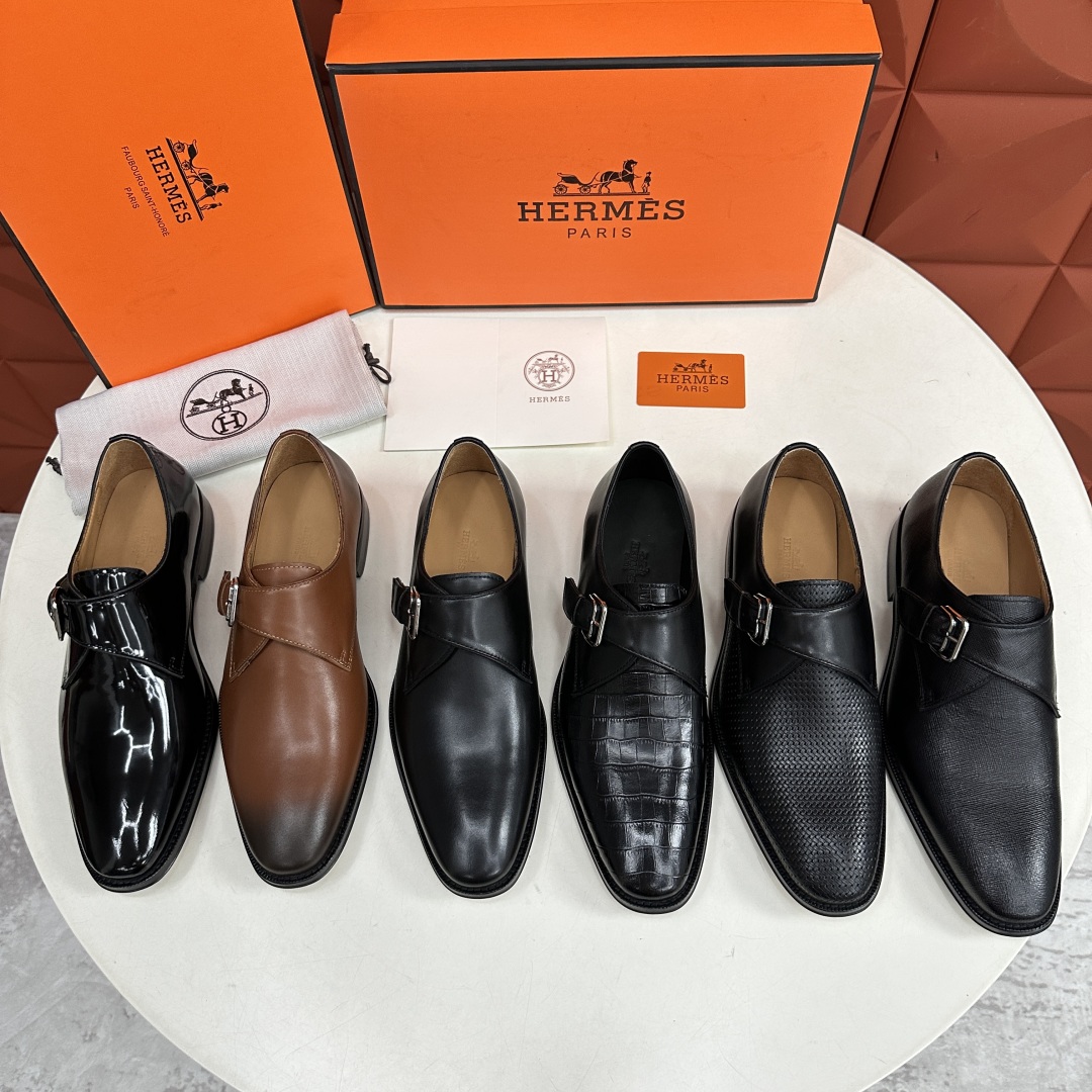 💋💍H家新品   Herme* H 爱马-仕  男士正装鞋皮鞋       单搭扣孟克鞋     采用进