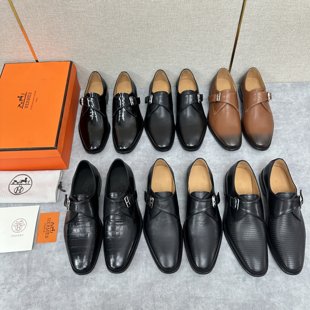 💋💍H家新品   Herme* H 爱马-仕  男士正装鞋皮鞋       单搭扣孟克鞋     采用进