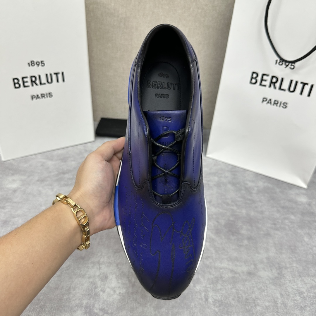 💋💍Berlut* 布鲁提 升级版第四代私模大底 Fast Track皮革运动鞋 官方 13.500