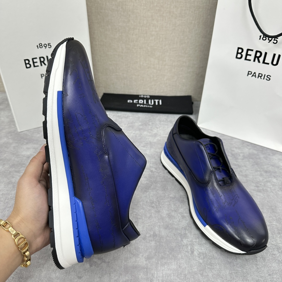 💋💍Berlut* 布鲁提 升级版第四代私模大底 Fast Track皮革运动鞋 官方 13.500
