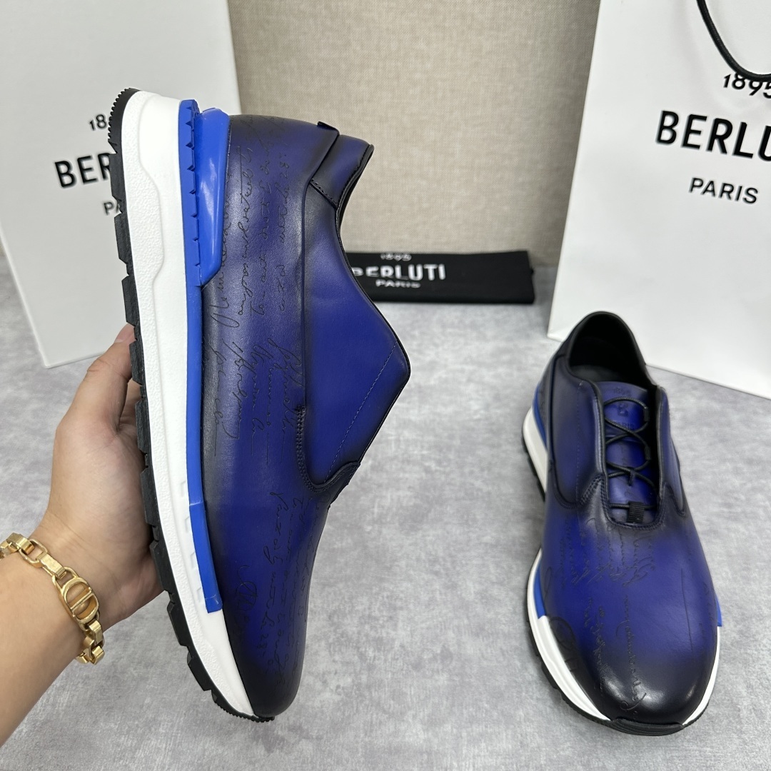 💋💍Berlut* 布鲁提 升级版第四代私模大底 Fast Track皮革运动鞋 官方 13.500