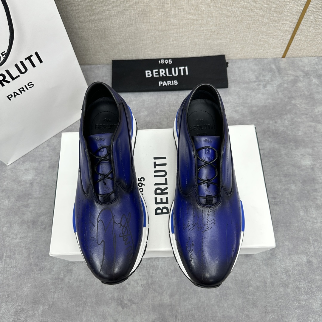 💋💍Berlut* 布鲁提 升级版第四代私模大底 Fast Track皮革运动鞋 官方 13.500