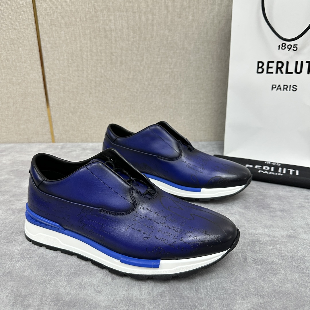 💋💍Berlut* 布鲁提 升级版第四代私模大底 Fast Track皮革运动鞋 官方 13.500