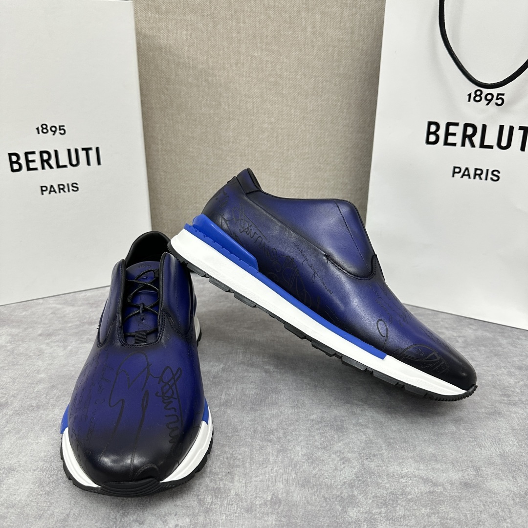 💋💍Berlut* 布鲁提 升级版第四代私模大底 Fast Track皮革运动鞋 官方 13.500