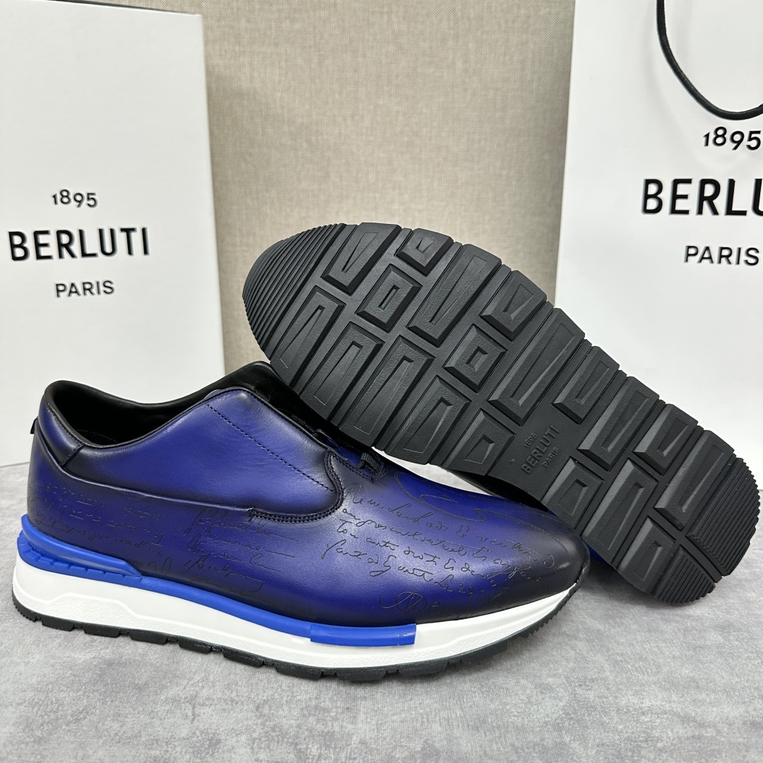 💋💍Berlut* 布鲁提 升级版第四代私模大底 Fast Track皮革运动鞋 官方 13.500