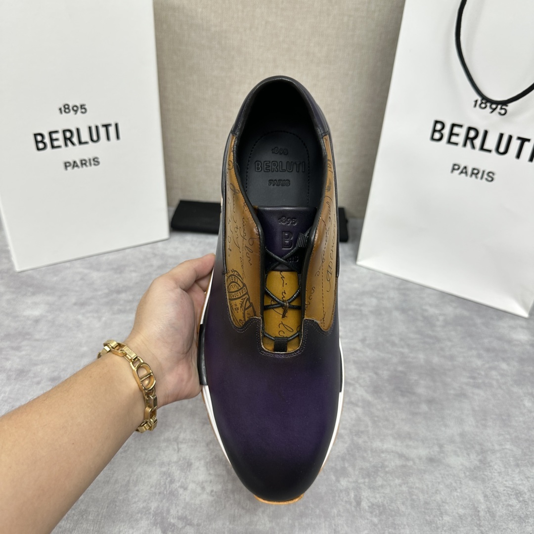 💋💍Berlut* 布鲁提 升级版第四代私模大底 Fast Track皮革运动鞋 官方 11,500