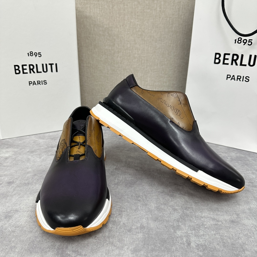 💋💍Berlut* 布鲁提 升级版第四代私模大底 Fast Track皮革运动鞋 官方 11,500