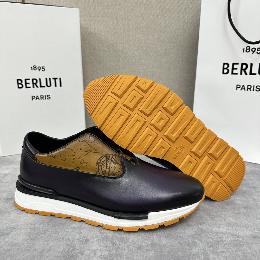 💋💍Berlut* 布鲁提 升级版第四代私模大底 Fast Track皮革运动鞋 官方 11,500