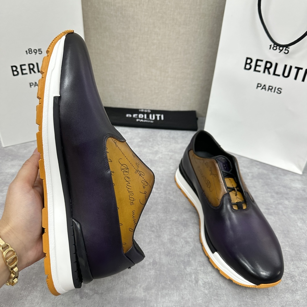 💋💍Berlut* 布鲁提 升级版第四代私模大底 Fast Track皮革运动鞋 官方 11,500