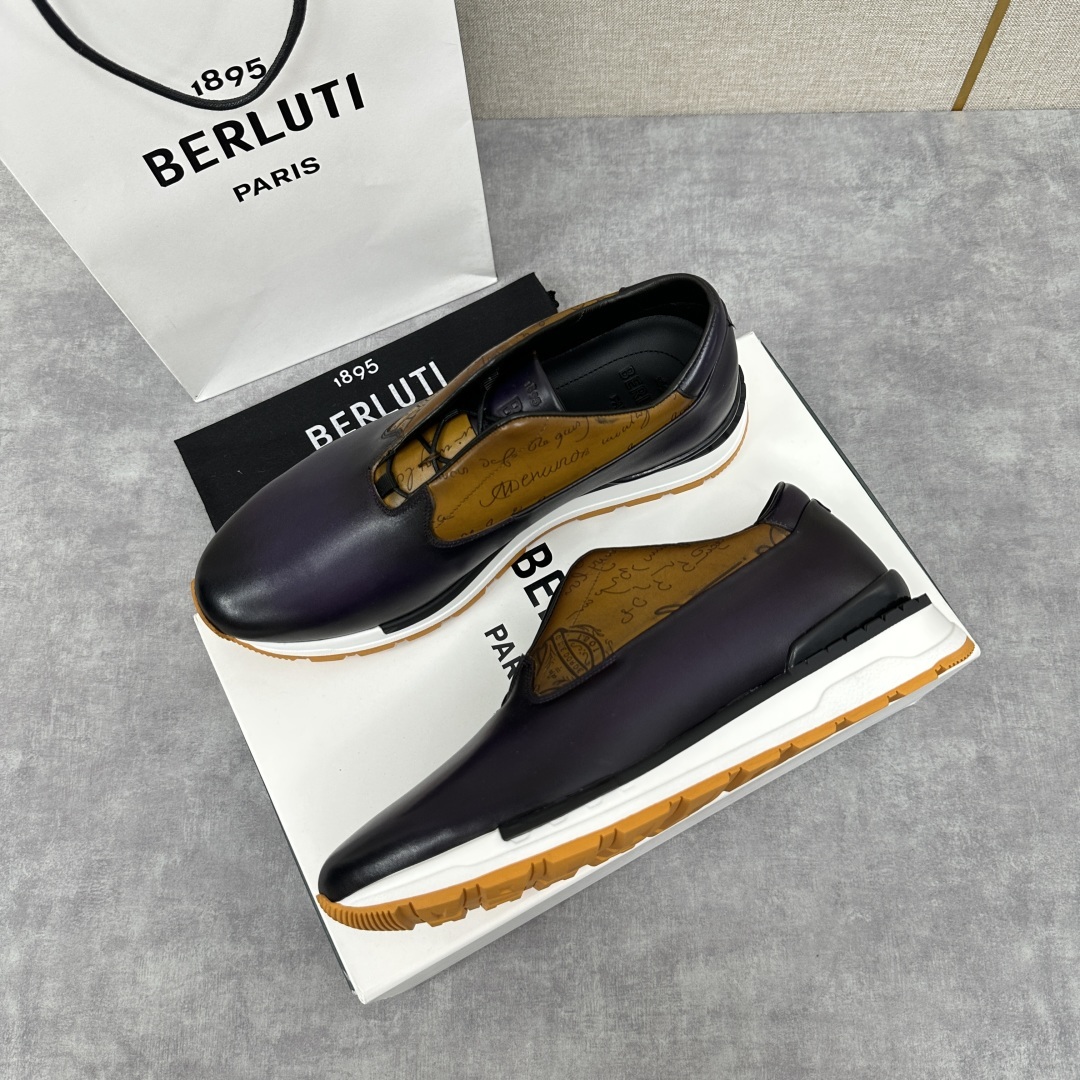 💋💍Berlut* 布鲁提 升级版第四代私模大底 Fast Track皮革运动鞋 官方 11,500