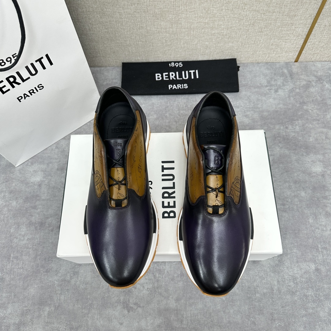 💋💍Berlut* 布鲁提 升级版第四代私模大底 Fast Track皮革运动鞋 官方 11,500