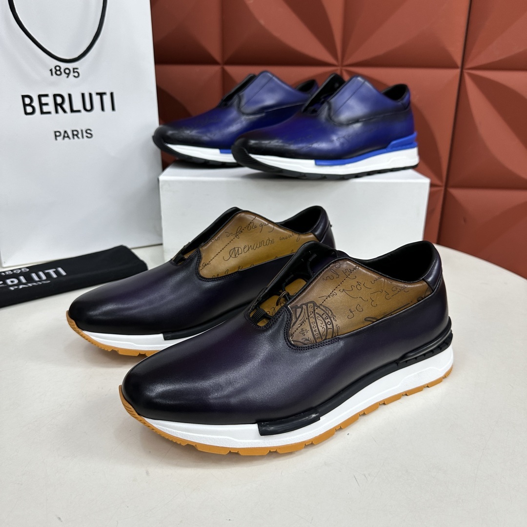 💋💍Berlut* 布鲁提 升级版第四代私模大底 Fast Track皮革运动鞋 官方 11,500