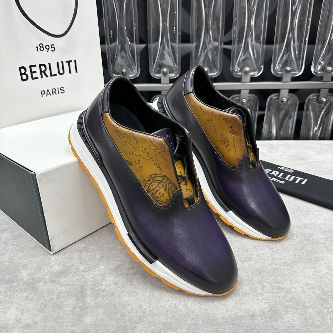💋💍Berlut* 布鲁提 升级版第四代私模大底 Fast Track皮革运动鞋 官方 11,500