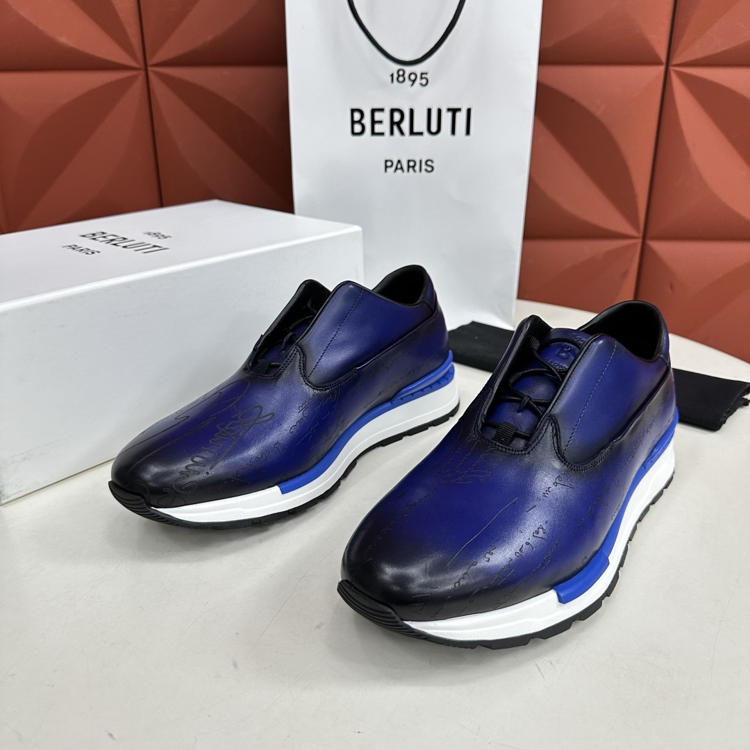 💋💍Berlut* 布鲁提 升级版第四代私模大底 Fast Track皮革运动鞋 官方 11,500