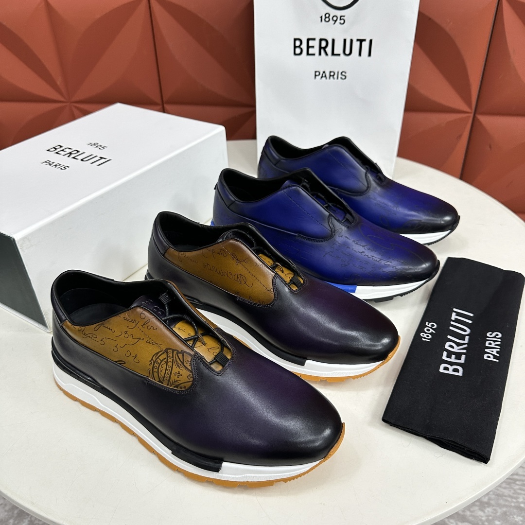 💋💍Berlut* 布鲁提 升级版第四代私模大底 Fast Track皮革运动鞋 官方 11,500
