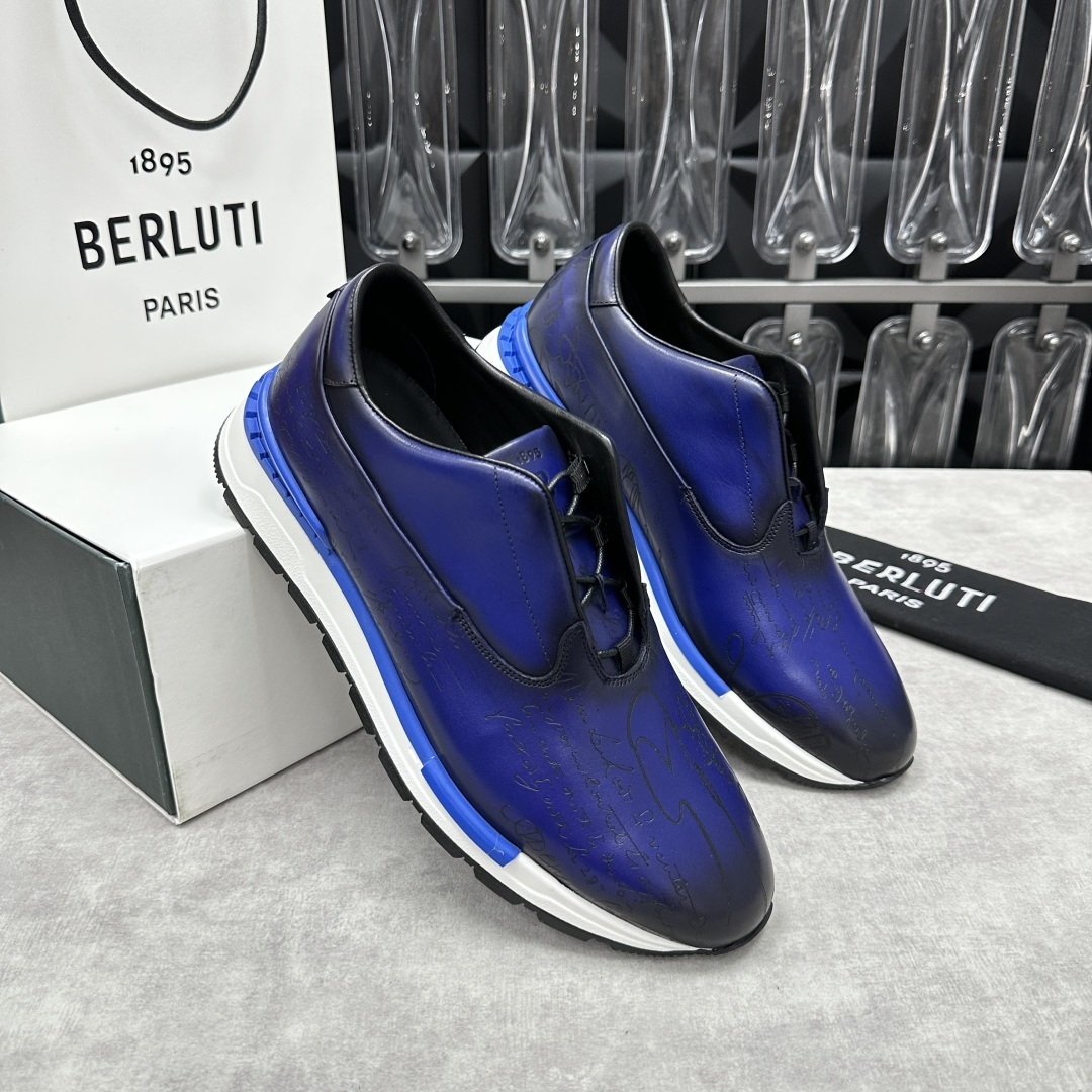 💋💍Berlut* 布鲁提 升级版第四代私模大底 Fast Track皮革运动鞋 官方 11,500