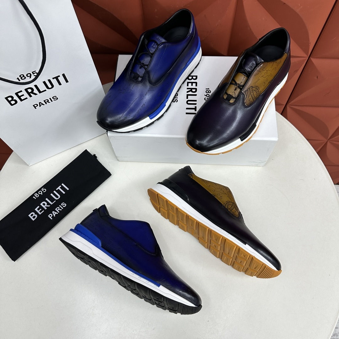 💋💍Berlut* 布鲁提 升级版第四代私模大底 Fast Track皮革运动鞋 官方 11,500