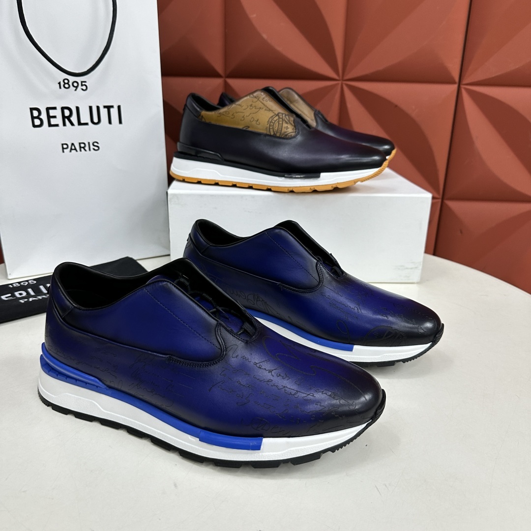 💋💍Berlut* 布鲁提 升级版第四代私模大底 Fast Track皮革运动鞋 官方 11,500
