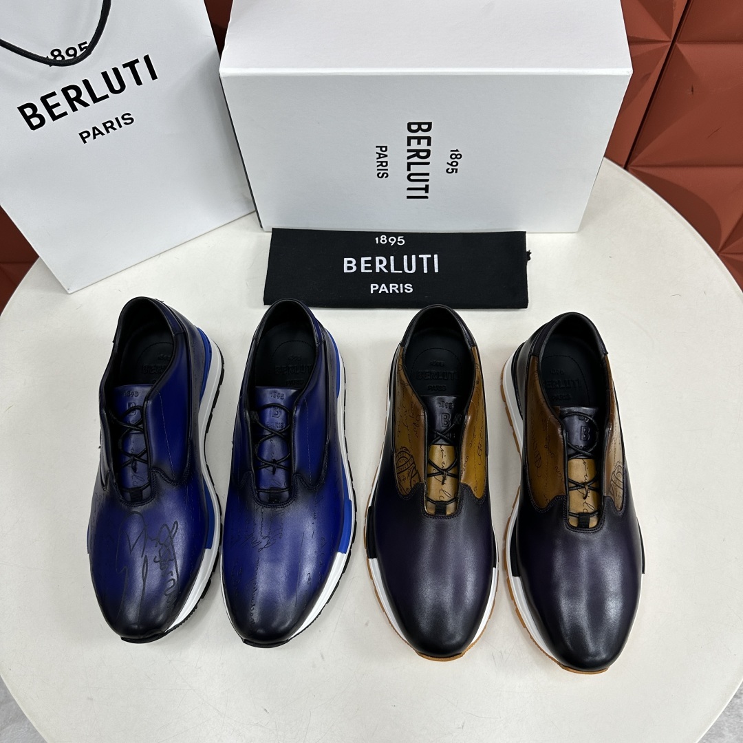 💋💍Berlut* 布鲁提 升级版第四代私模大底 Fast Track皮革运动鞋 官方 11,500