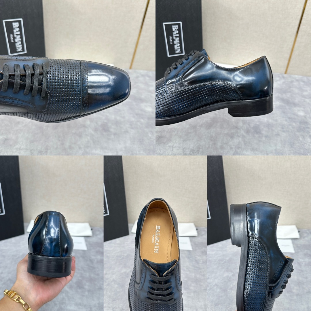 💋💍巴尔.曼新品  全新男士正装🤵皮鞋，采用进口擦色开边珠亮皮拼接编制成，经典三接头设计 内里水染小牛皮