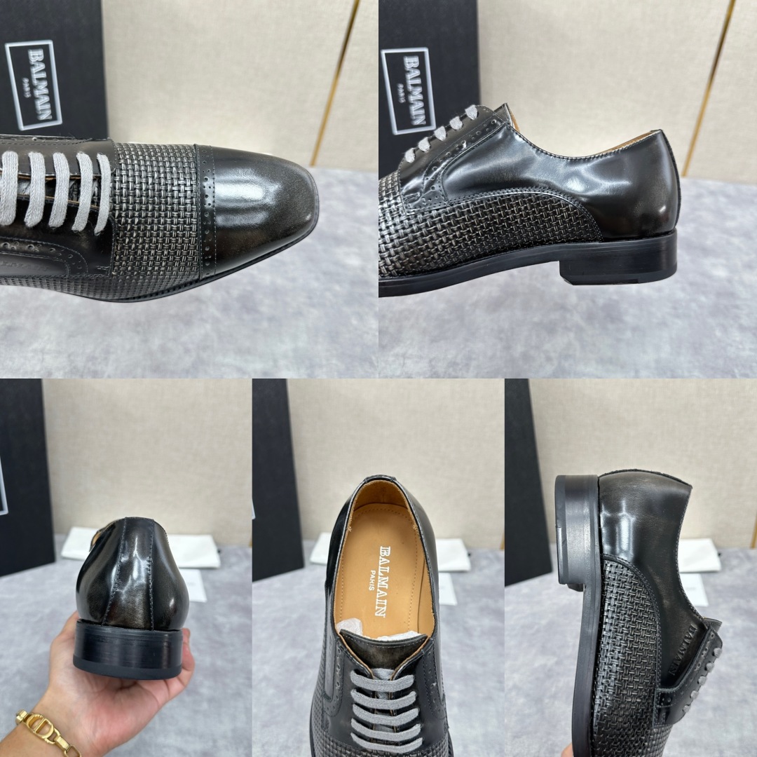 💋💍巴尔.曼新品  全新男士正装🤵皮鞋，采用进口擦色开边珠亮皮拼接编制成，经典三接头设计 内里水染小牛皮
