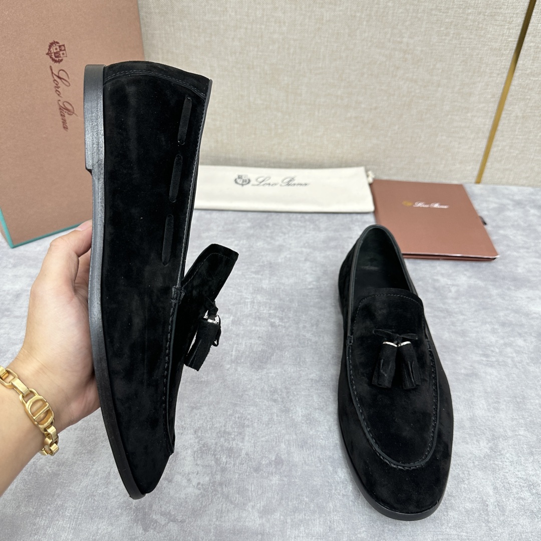 💋💍LP家新品    Loro Pian*  诺悠*翩雅  休闲一脚蹬流苏乐福皮鞋鞋  选用牛皮磨砂牛皮