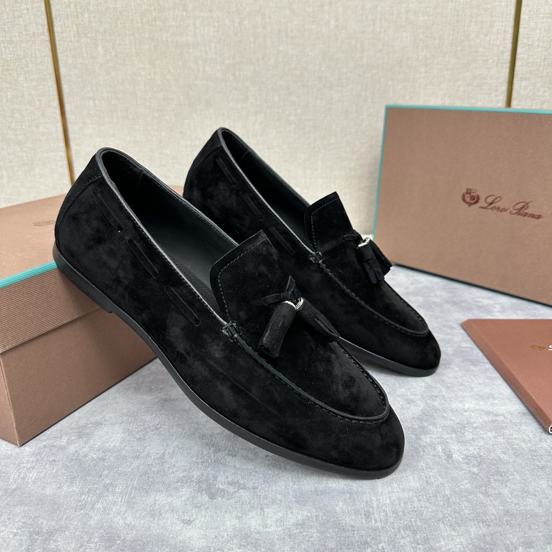 💋💍LP家新品    Loro Pian*  诺悠*翩雅  休闲一脚蹬流苏乐福皮鞋鞋  选用牛皮磨砂牛皮