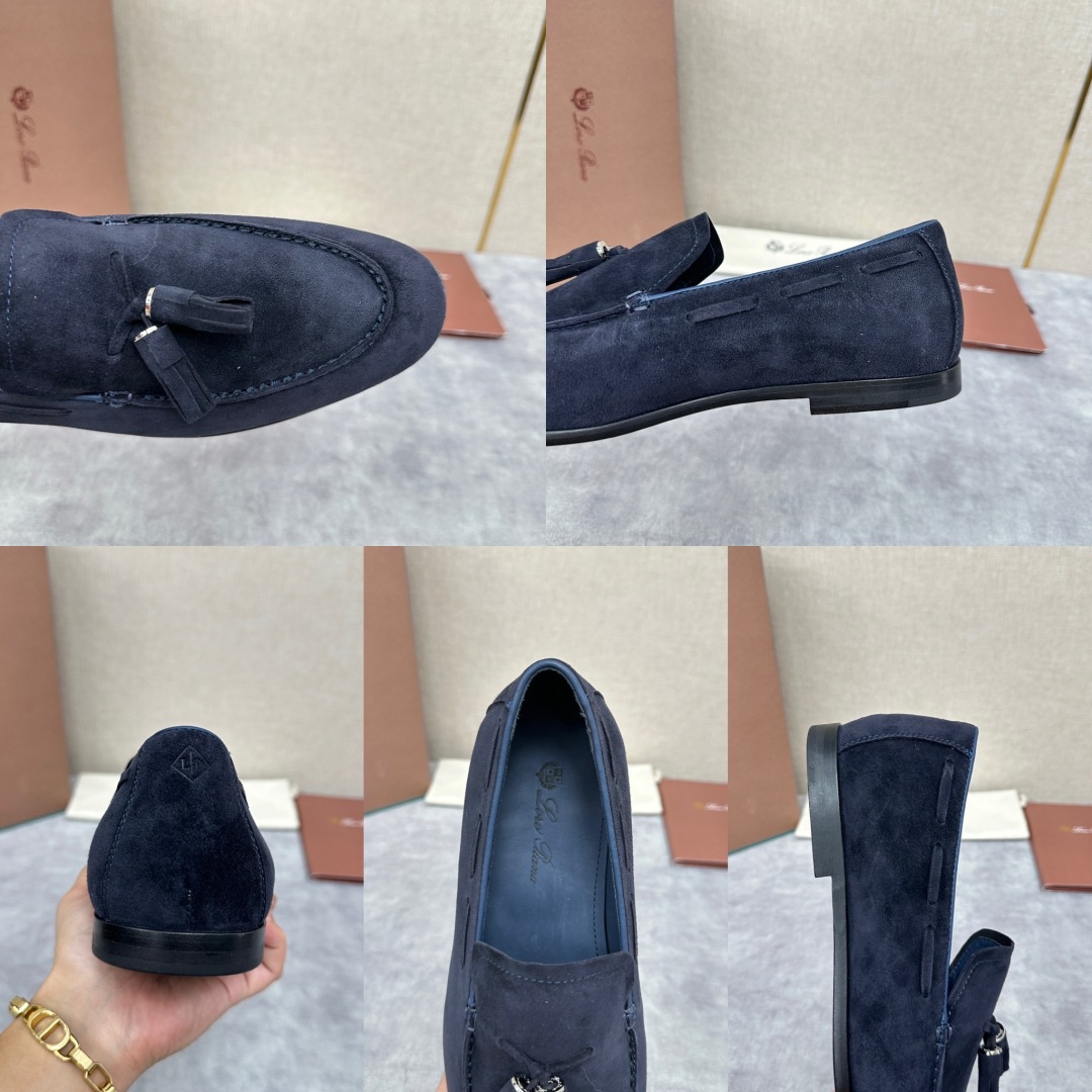 💋💍LP家新品    Loro Pian*  诺悠*翩雅  休闲一脚蹬流苏乐福皮鞋鞋  选用牛皮磨砂牛皮