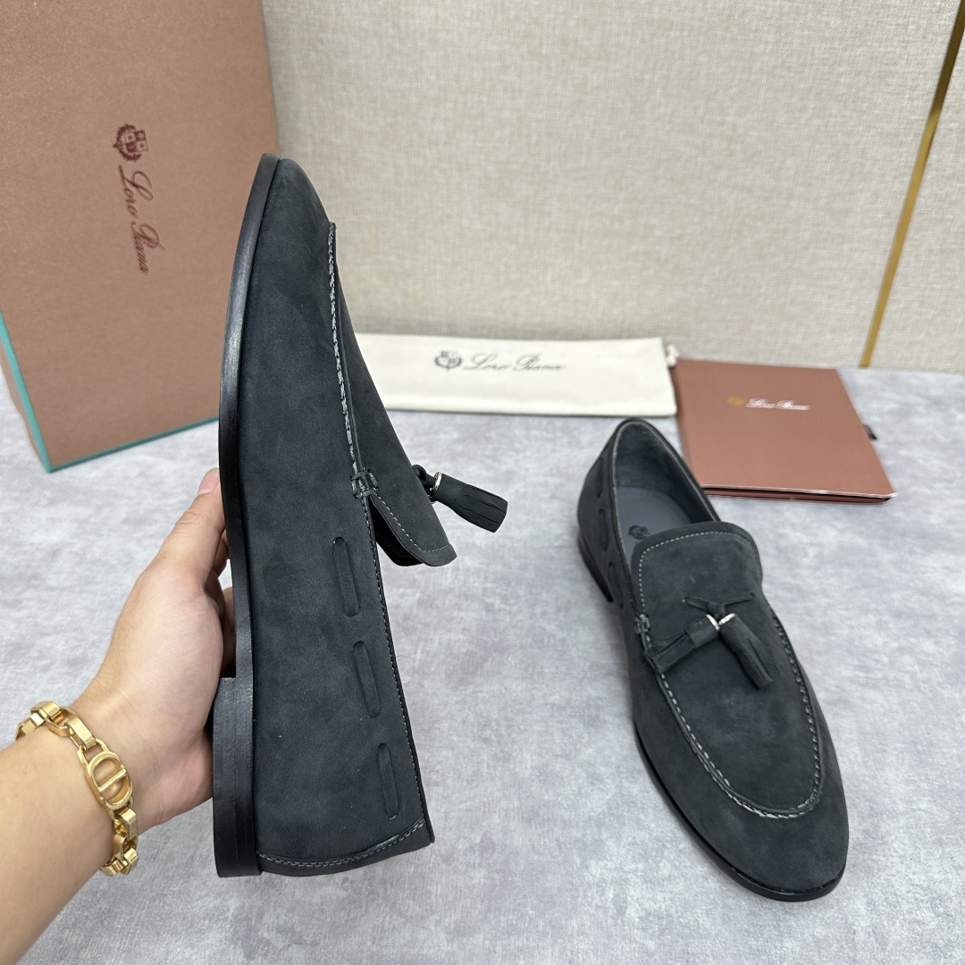 💋💍LP家新品    Loro Pian*  诺悠*翩雅  休闲一脚蹬流苏乐福皮鞋鞋  选用牛皮磨砂牛皮