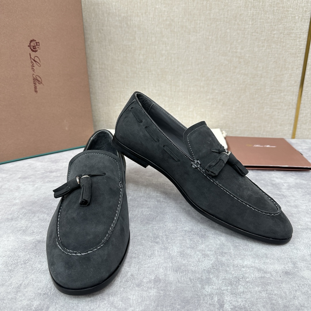 💋💍LP家新品    Loro Pian*  诺悠*翩雅  休闲一脚蹬流苏乐福皮鞋鞋  选用牛皮磨砂牛皮