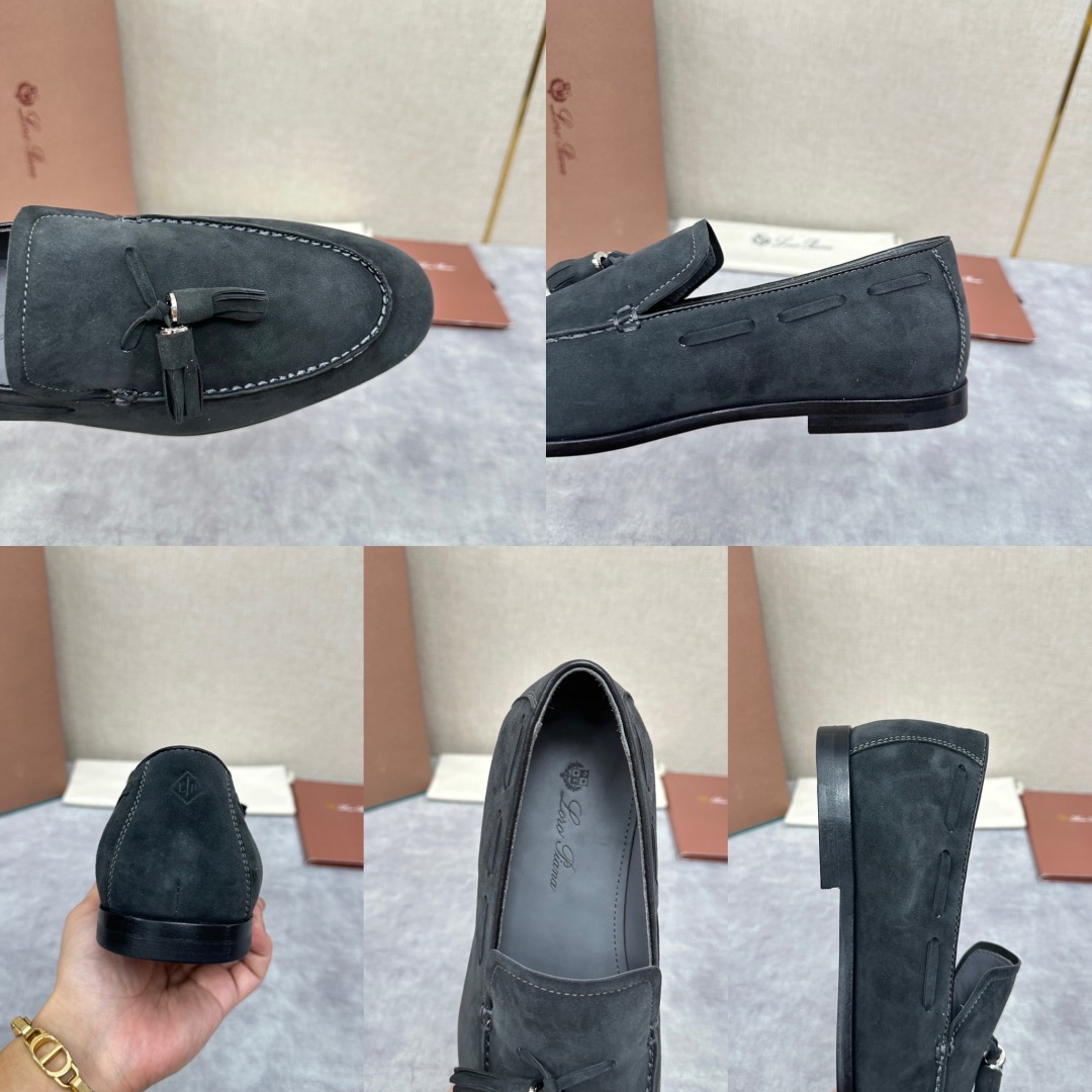 💋💍LP家新品    Loro Pian*  诺悠*翩雅  休闲一脚蹬流苏乐福皮鞋鞋  选用牛皮磨砂牛皮