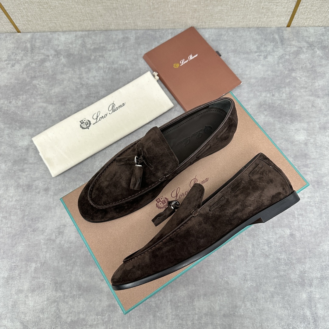 💋💍LP家新品    Loro Pian*  诺悠*翩雅  休闲一脚蹬流苏乐福皮鞋鞋  选用牛皮磨砂牛皮