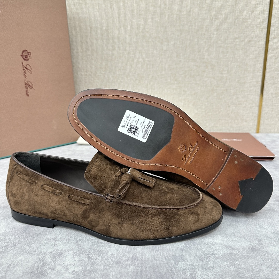 💋💍LP家新品    Loro Pian*  诺悠*翩雅  休闲一脚蹬流苏乐福皮鞋鞋  选用牛皮磨砂牛皮