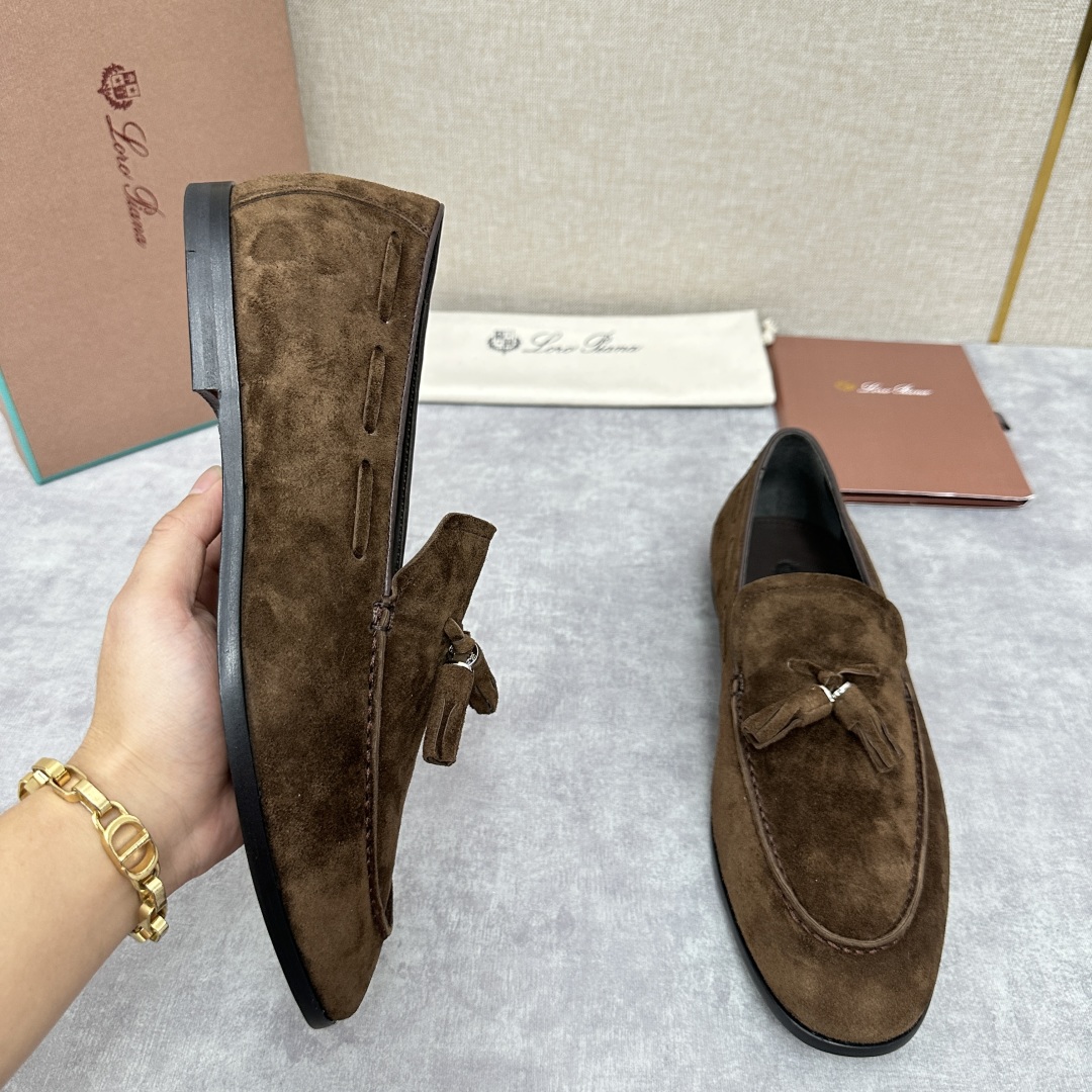 💋💍LP家新品    Loro Pian*  诺悠*翩雅  休闲一脚蹬流苏乐福皮鞋鞋  选用牛皮磨砂牛皮