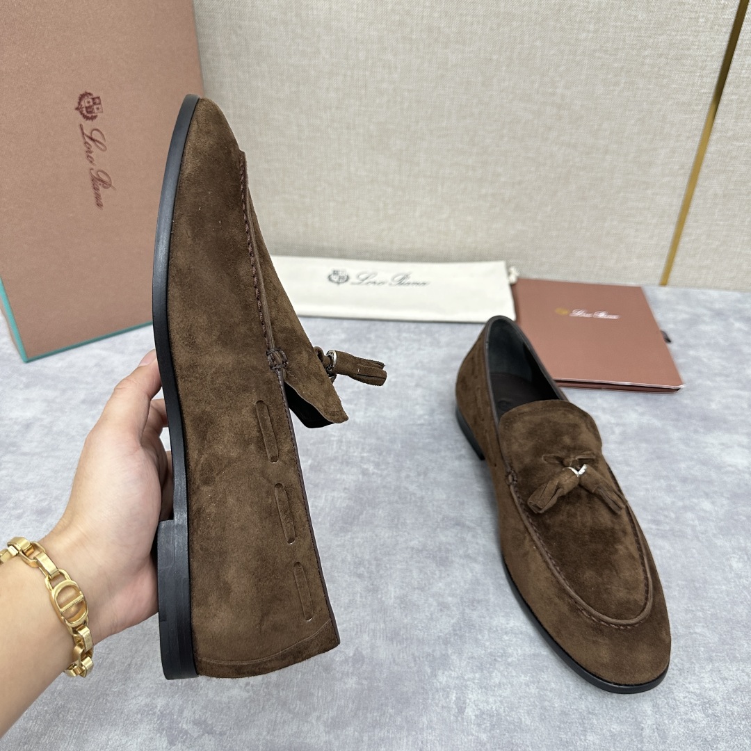 💋💍LP家新品    Loro Pian*  诺悠*翩雅  休闲一脚蹬流苏乐福皮鞋鞋  选用牛皮磨砂牛皮