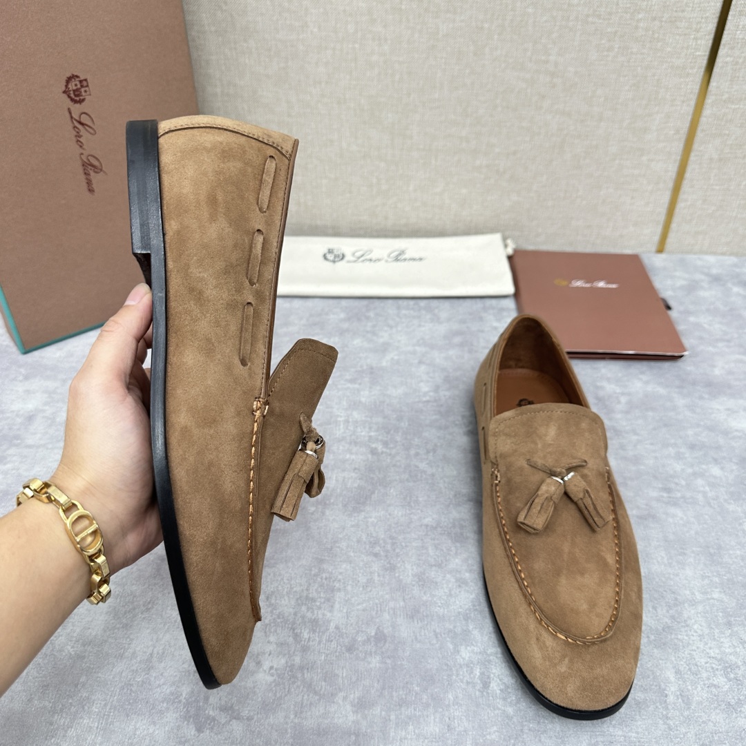 💋💍LP家新品    Loro Pian*  诺悠*翩雅  休闲一脚蹬流苏乐福皮鞋鞋  选用牛皮磨砂牛皮