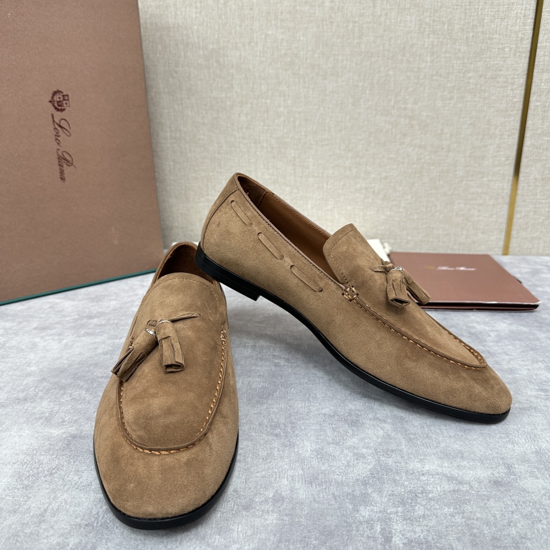 💋💍LP家新品    Loro Pian*  诺悠*翩雅  休闲一脚蹬流苏乐福皮鞋鞋  选用牛皮磨砂牛皮