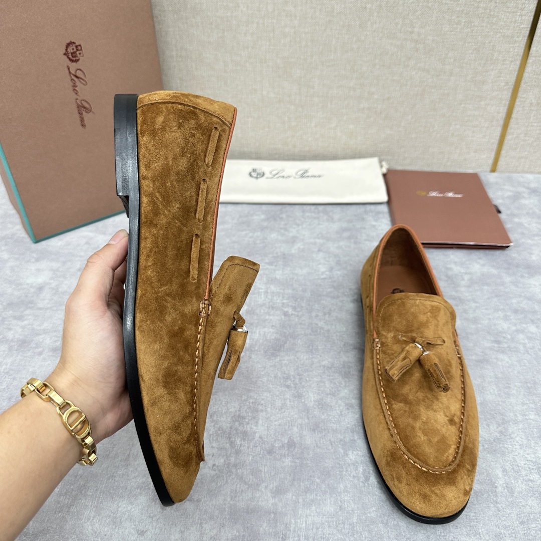 💋💍LP家新品    Loro Pian*  诺悠*翩雅  休闲一脚蹬流苏乐福皮鞋鞋  选用牛皮磨砂牛皮