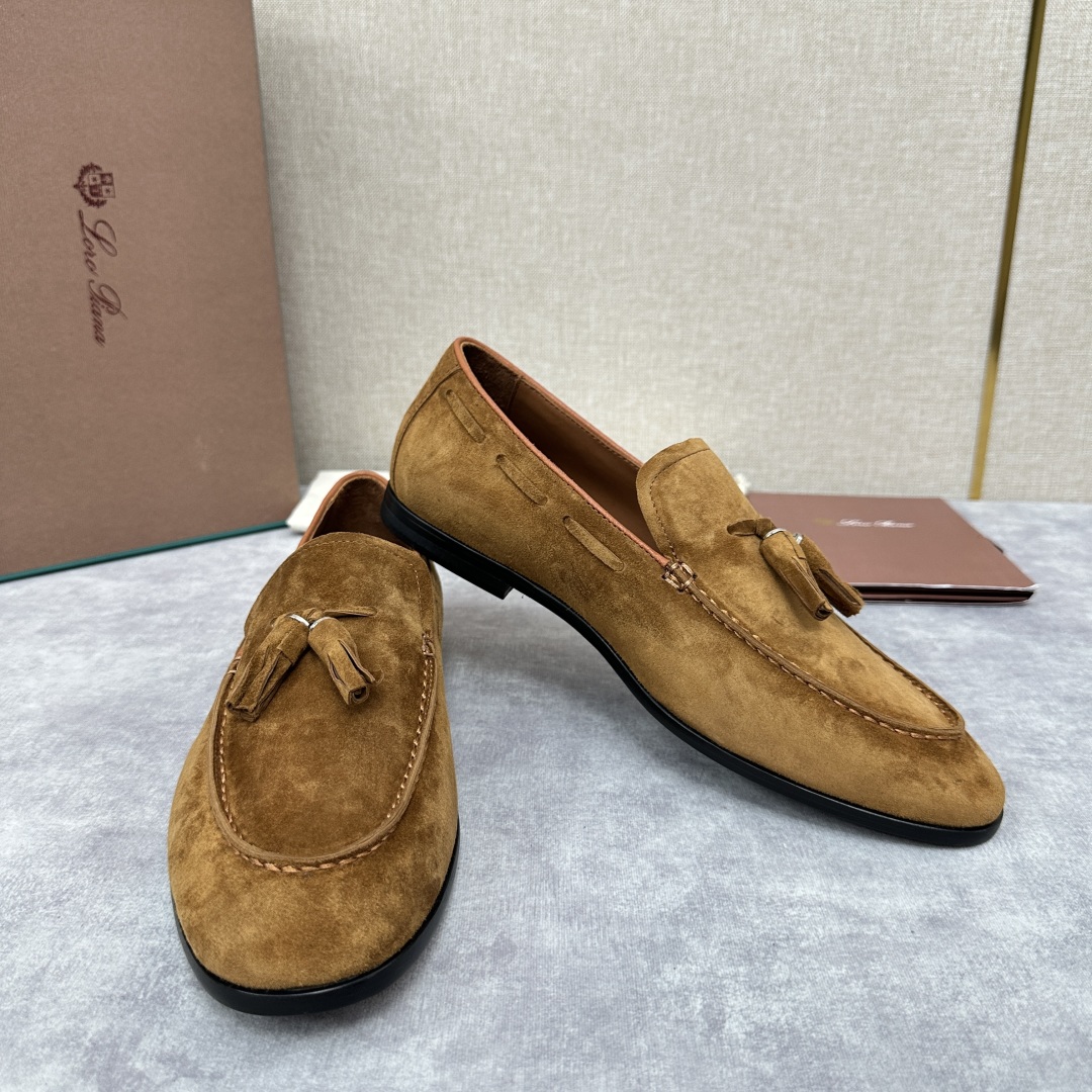 💋💍LP家新品    Loro Pian*  诺悠*翩雅  休闲一脚蹬流苏乐福皮鞋鞋  选用牛皮磨砂牛皮