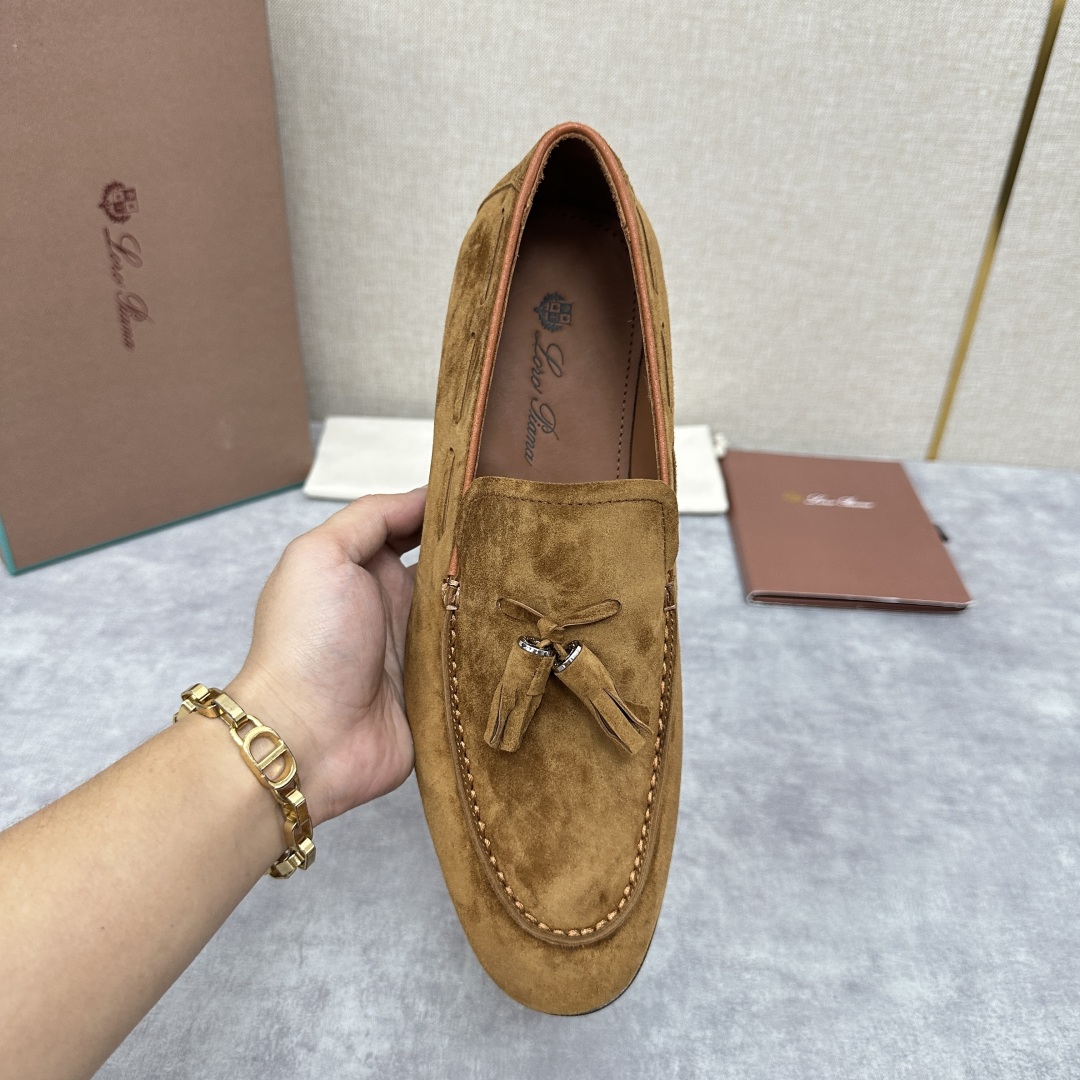 💋💍LP家新品    Loro Pian*  诺悠*翩雅  休闲一脚蹬流苏乐福皮鞋鞋  选用牛皮磨砂牛皮