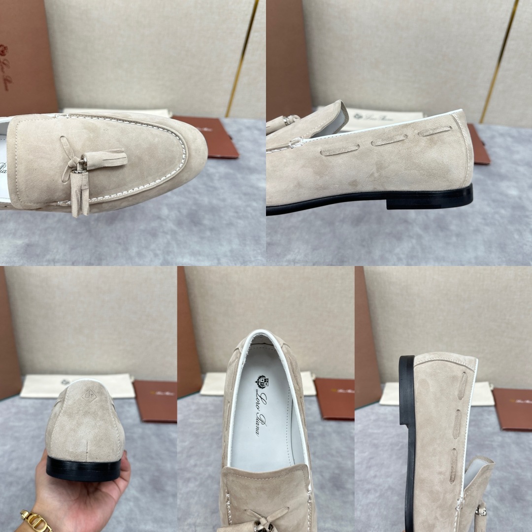 💋💍LP家新品    Loro Pian*  诺悠*翩雅  休闲一脚蹬流苏乐福皮鞋鞋  选用牛皮磨砂牛皮
