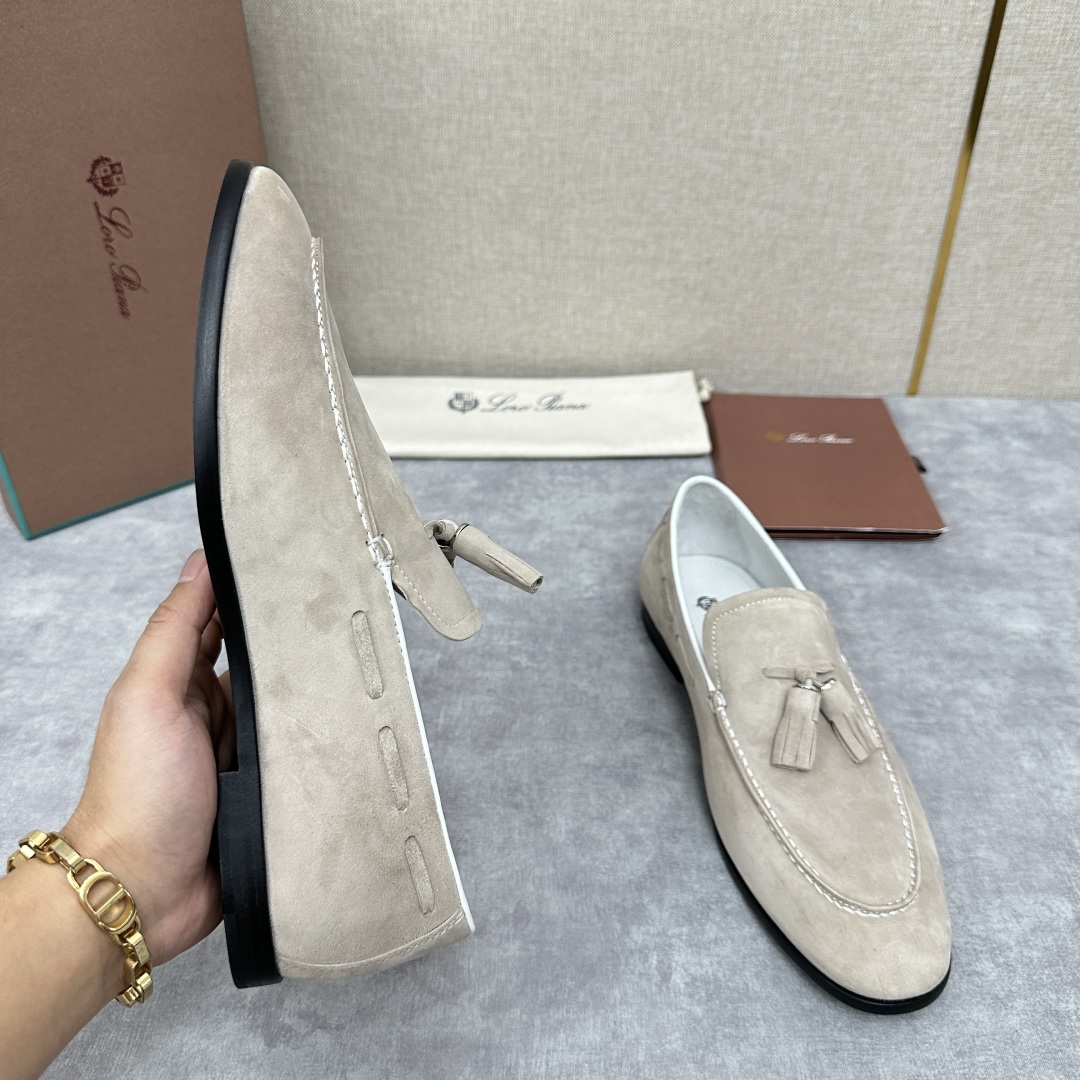 💋💍LP家新品    Loro Pian*  诺悠*翩雅  休闲一脚蹬流苏乐福皮鞋鞋  选用牛皮磨砂牛皮
