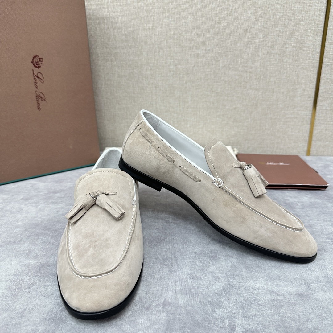 💋💍LP家新品    Loro Pian*  诺悠*翩雅  休闲一脚蹬流苏乐福皮鞋鞋  选用牛皮磨砂牛皮