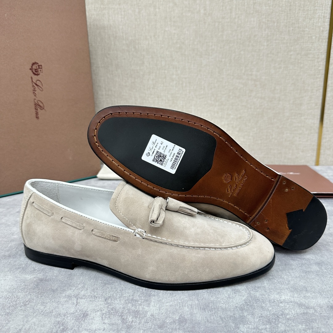 💋💍LP家新品    Loro Pian*  诺悠*翩雅  休闲一脚蹬流苏乐福皮鞋鞋  选用牛皮磨砂牛皮