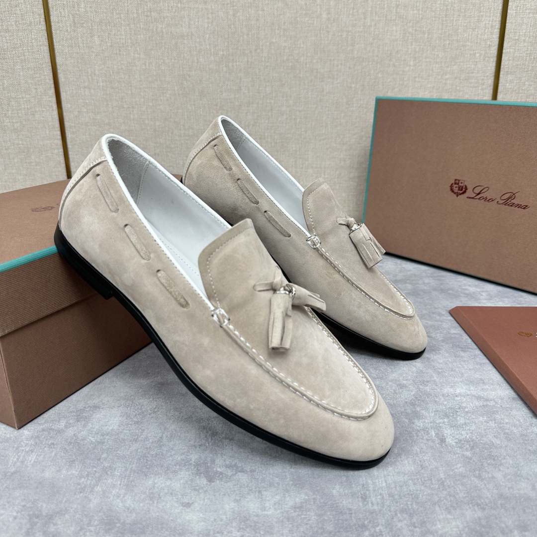 💋💍LP家新品    Loro Pian*  诺悠*翩雅  休闲一脚蹬流苏乐福皮鞋鞋  选用牛皮磨砂牛皮