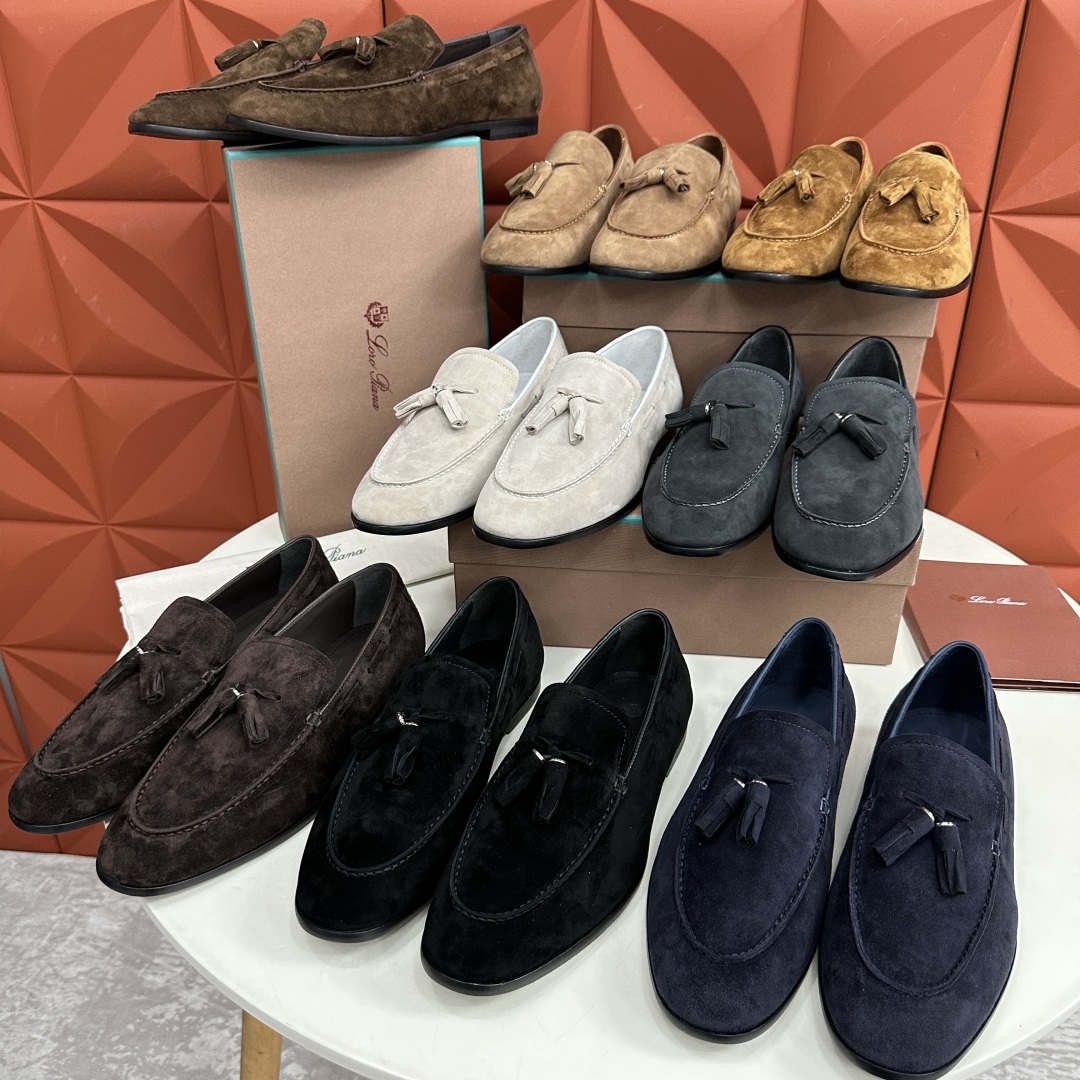 💋💍LP家新品    Loro Pian*  诺悠*翩雅  休闲一脚蹬流苏乐福皮鞋鞋  选用牛皮磨砂牛皮